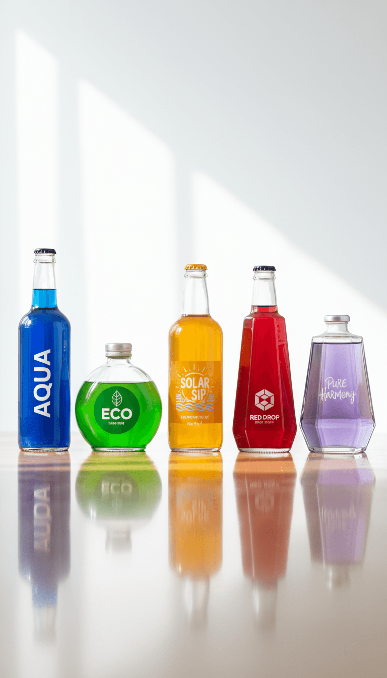 Collection of branded bottles with varied designs