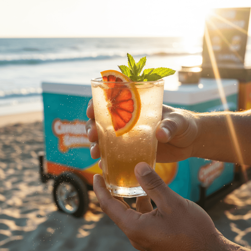Aguapub bottles at beach promotion