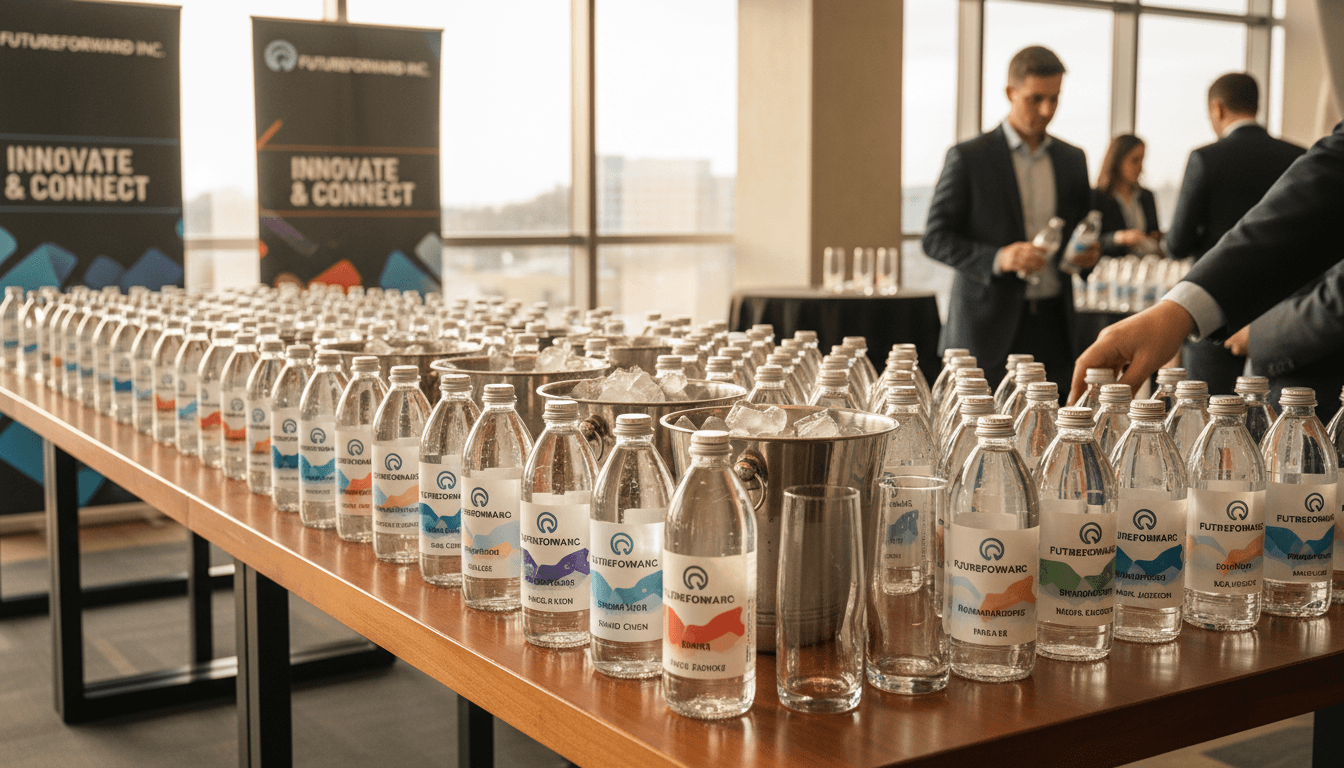 Event setup with branded bottles